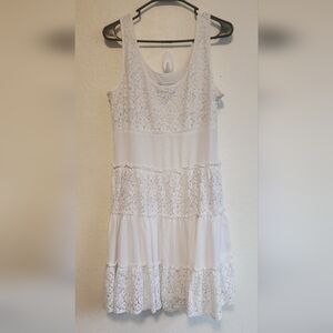 White Lace Tiered Dress